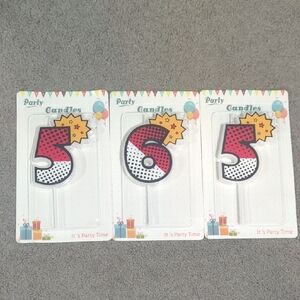 Party Candles Number 5 - Red and Black